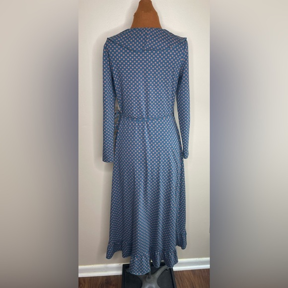 Matilda Jane Reunion Wrap Dress Teal Ruffle Trim Size Small - Picture 4 of 8